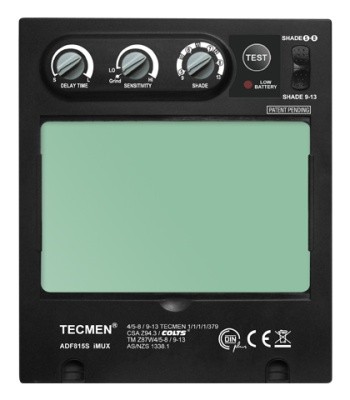 Сварочная маска с автоматическим светофильтром Tecmen ADF - 815S TM16 черная (внешн. кнопка зачистки) купить от поставщика ООО "Техновелд"